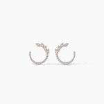 14K Natural Diamond Round Cut Hoop Earrings