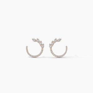 14K Natural Diamond Round Cut Hoop Earrings