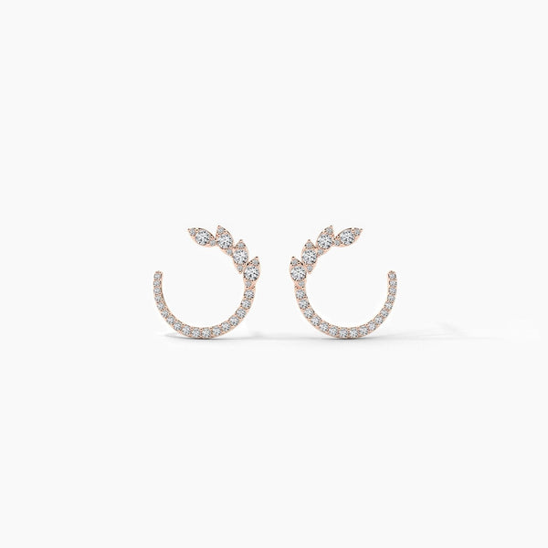 14K Natural Diamond Round Cut Hoop Earrings