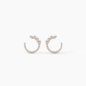 14k Solid Gold Round Natural Diamond Hoop Earring | Riyanika Jewels
