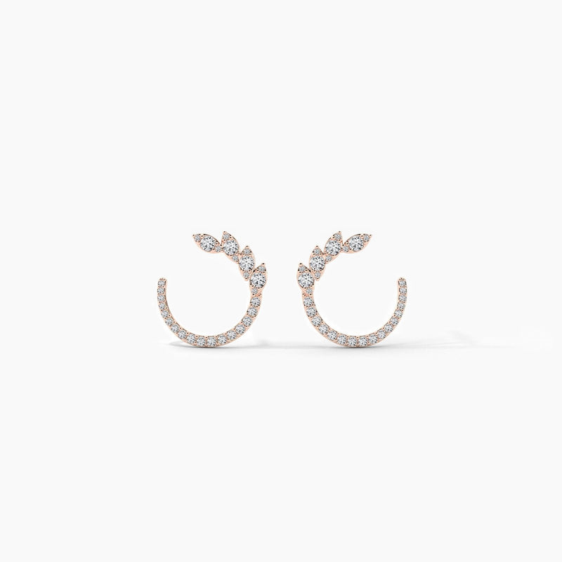 14k Solid Gold Round Natural Diamond Hoop Earring | Riyanika Jewels