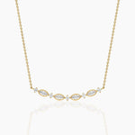18k Solid Gold Natural Diamond Art Deco Necklace | Curved Bar Necklace | Riyanika Jewels