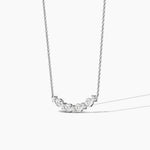 14K Solid Gold Natural Diamond Art Deco Necklace | Curved Bar Necklace