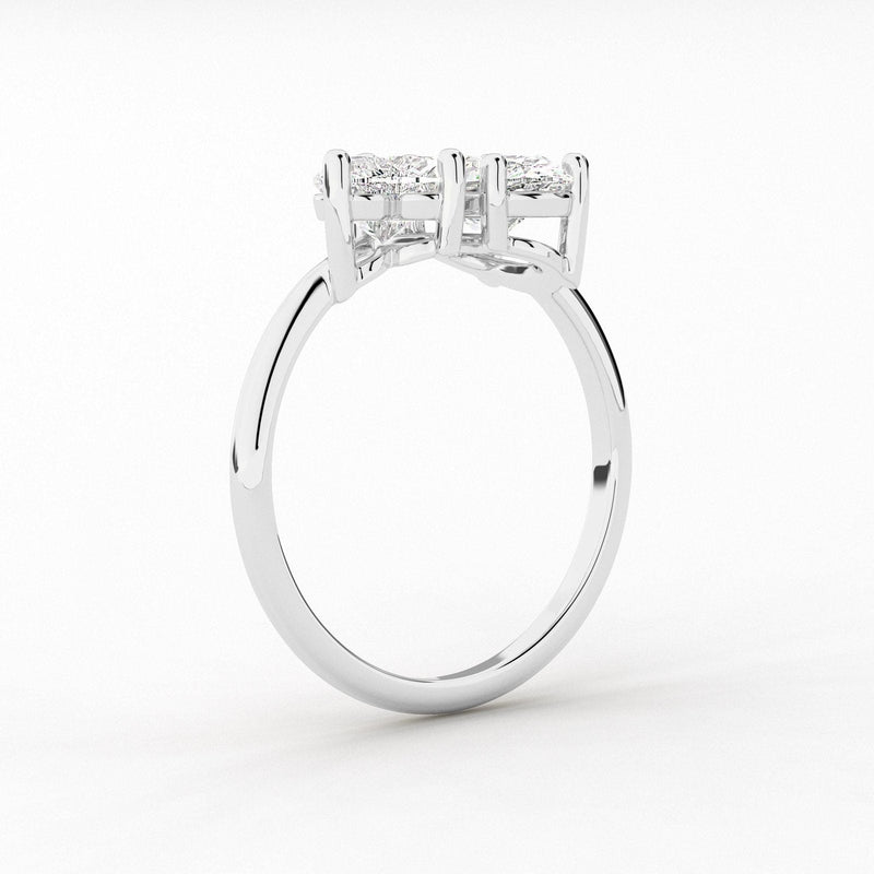 14K Natural Diamond Oval Cut Toi et Moi Ring