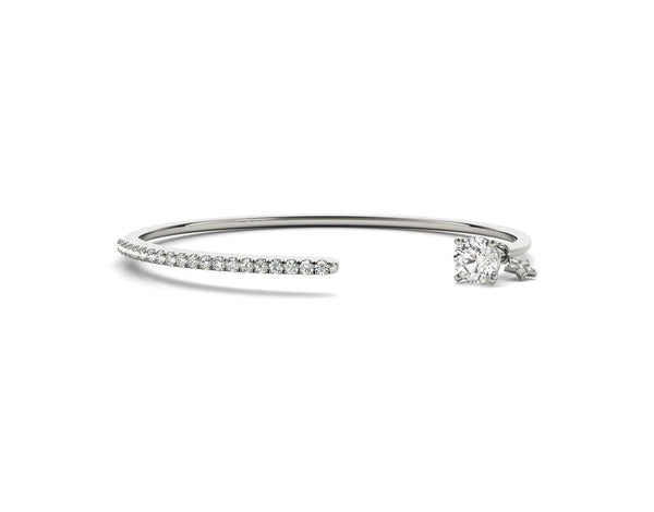 14K 1.8ct Natural Diamond Round Cut Bangle