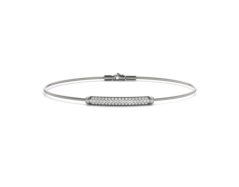 18K Solid Gold 0.33 CT Three-Row Natural Diamond Pavé Bangle - Close Up | Riyanika Jewels