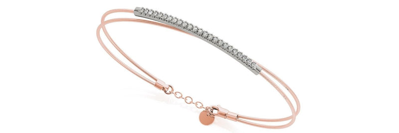 18K Solid Gold 0.15 CT Natural Diamond Dual-Wire Bangle - Detail | Riyanika Jewels