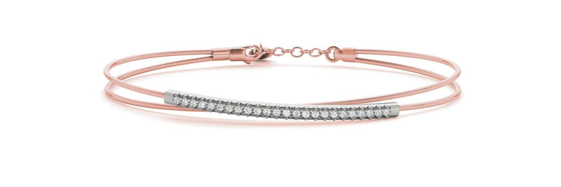 18K Solid Gold 0.15 CT Natural Diamond Dual-Wire Bangle - Alternate Angle | Riyanika Jewels