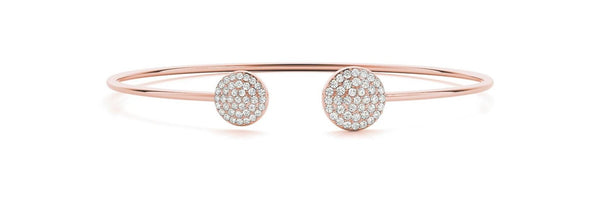 14K Solid Gold 0.50 CTTW Natural Diamond Open Bangle Bracelet