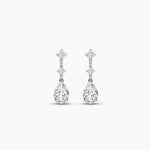 18k Solid gold Natural Diamond Pear, Princess and Round Cut Dangle Drop Earring - Side View