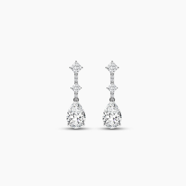 14K Natural Diamond Round Cut Drop Earrings