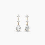 14K Natural Diamond Round Cut Drop Earrings