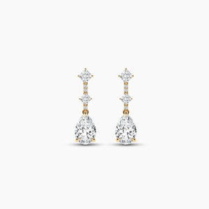 14K Natural Diamond Round Cut Drop Earrings