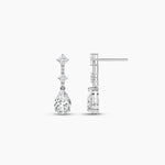 18k Solid gold Natural Diamond Pear, Princess and Round Cut Dangle Drop Earring - Close Up