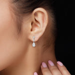 14K Natural Diamond Round Cut Drop Earrings