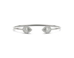 18K Solid Gold 1.75ct Open Bangle Bracelet with Pear-Shaped Halo Lab Grown Diamond - Close Up
