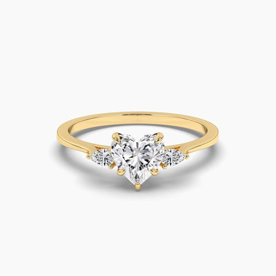 18k Solid Gold 1ct Three Stone Natural Diamond Engagement Ring