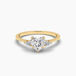 14K 1ct Natural Diamond Heart Cut Three Stone Engagement Ring
