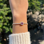 18k Solid Gold Round Natural Diamond Pink Sapphire Bracelet - Detail | Riyanika Jewels