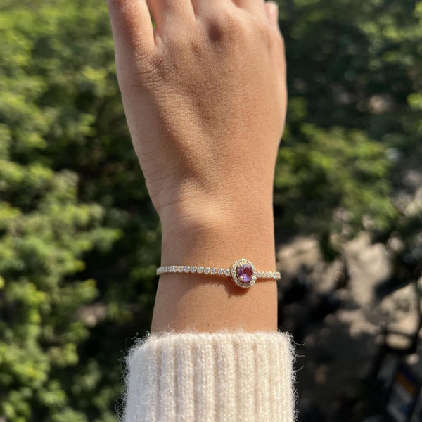 14K Sapphire Round Cut Bracelet