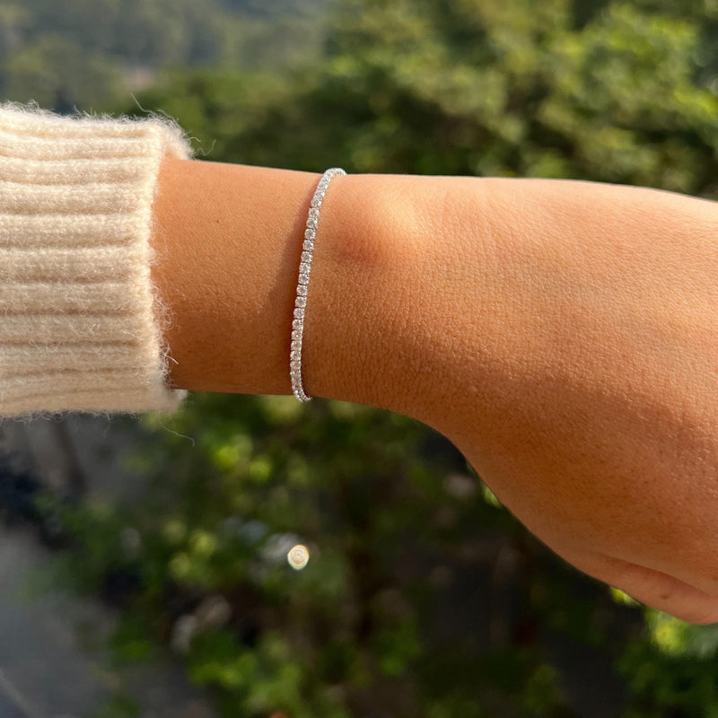 18K Solid Gold Lab Grown Diamond Tennis Bracelet – Dainty & Stackable - View 9 | Riyanika Jewels