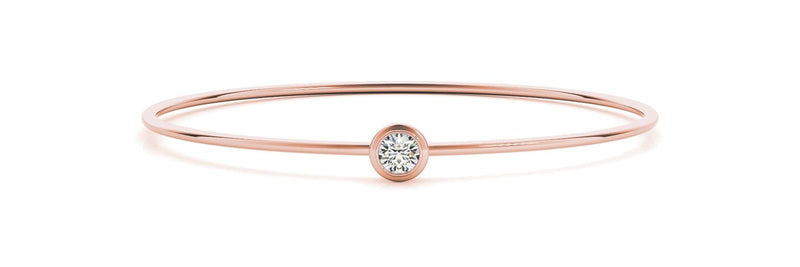 14K 0.35ct Natural Diamond Round Cut Bezel Bangle