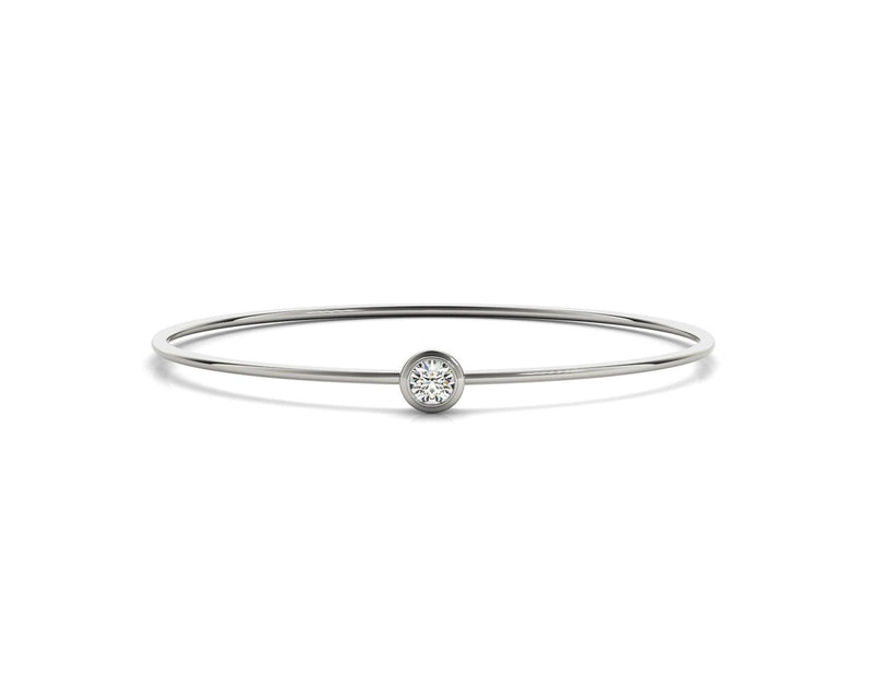 14K 0.35ct Natural Diamond Round Cut Bezel Bangle