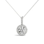 14K Lab Grown Diamond Halo Pendant Necklace