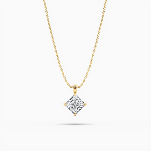 14K Natural Diamond Solitaire Pendant Necklace