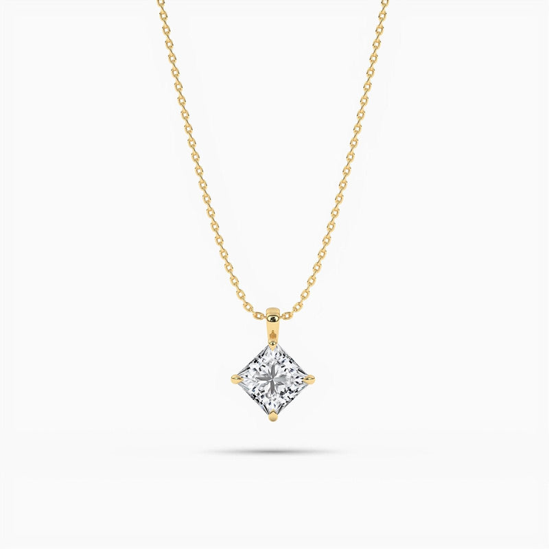 14K Natural Diamond Solitaire Pendant Necklace