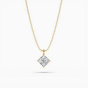 18k Solid Gold Natural Diamond Minimalist Solitaire Pendant Necklace | Riyanika Jewels