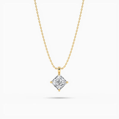 18k Solid Gold Natural Diamond Minimalist Solitaire Pendant Necklace | Riyanika Jewels