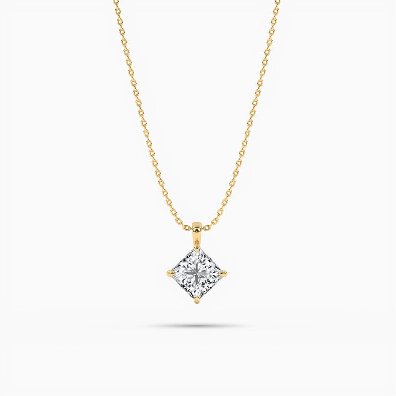 18k Solid Gold Natural Diamond Minimalist Solitaire Pendant Necklace | Riyanika Jewels