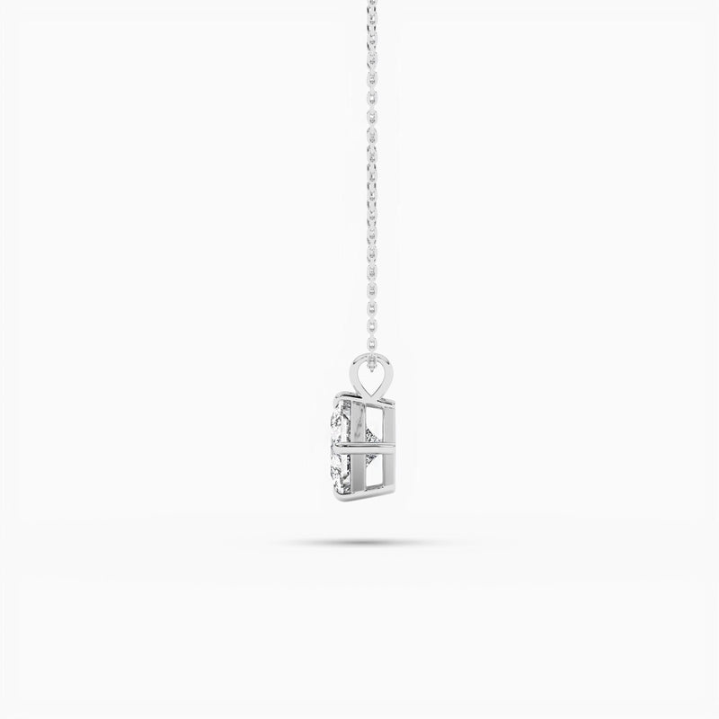 18k Solid Gold Natural Diamond Minimalist Solitaire Pendant Necklace - Alternate Angle