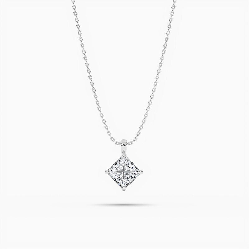14K Natural Diamond Solitaire Pendant Necklace