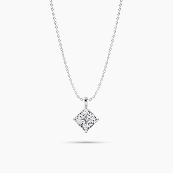 18k Solid Gold Natural Diamond Minimalist Solitaire Pendant Necklace - Side View | Riyanika Jewels