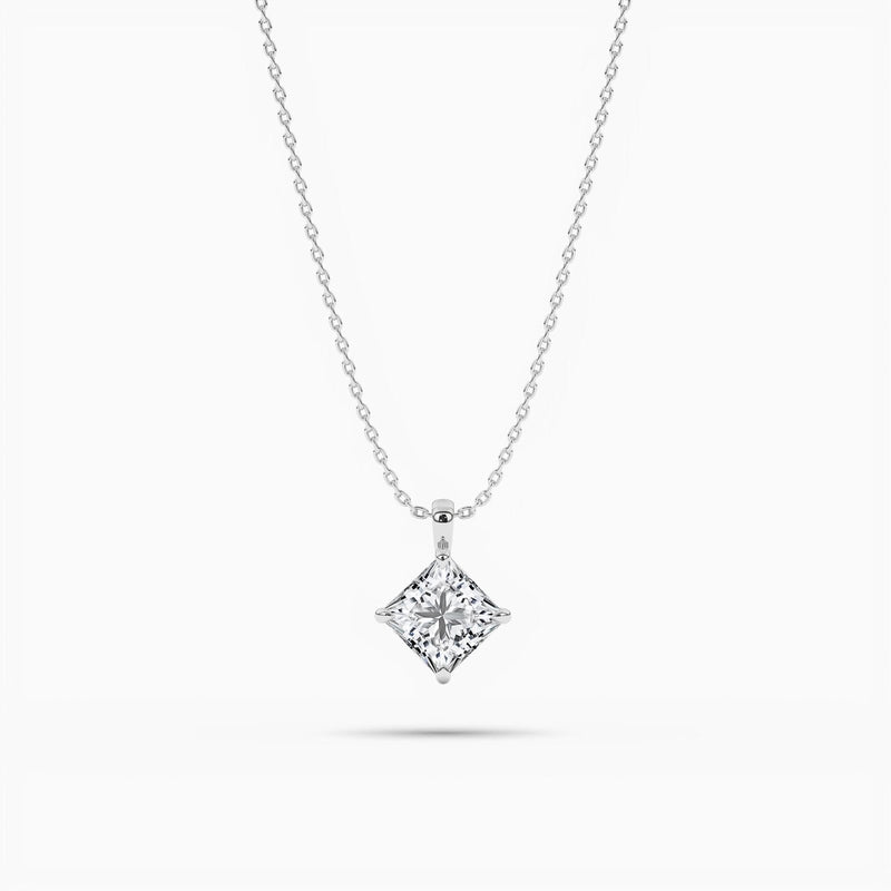 18k Solid Gold Natural Diamond Minimalist Solitaire Pendant Necklace - Side View | Riyanika Jewels