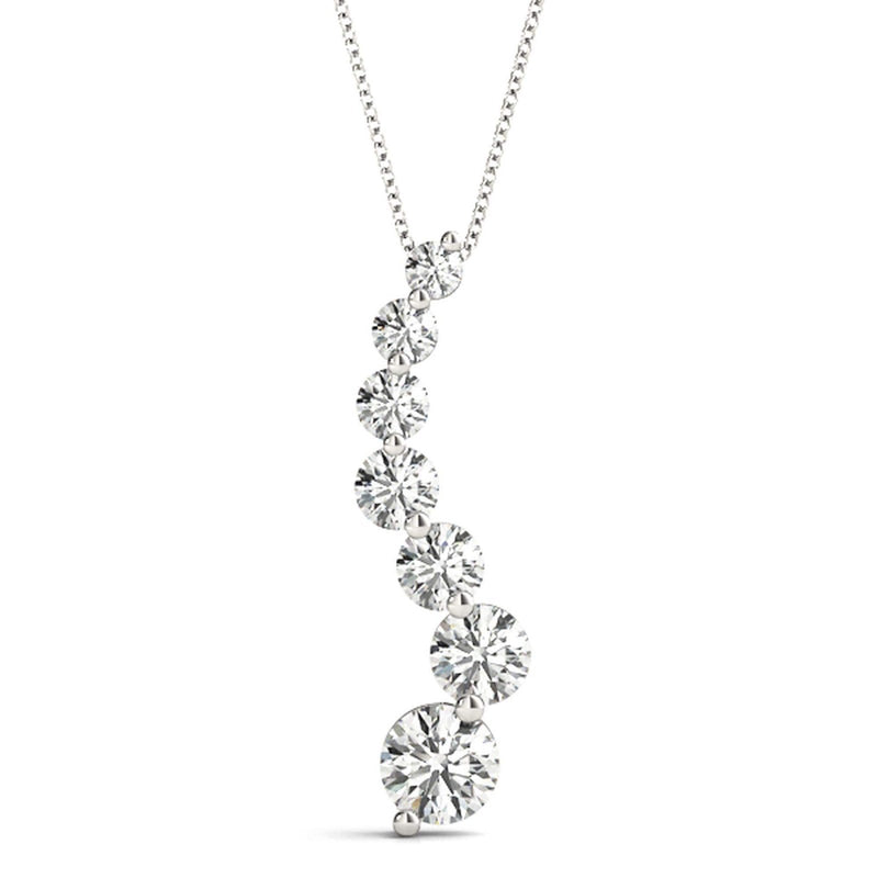 18K Solid Gold Graduated Journey Lab Grown Diamond Pendant Necklace - View 9 | Riyanika Jewels