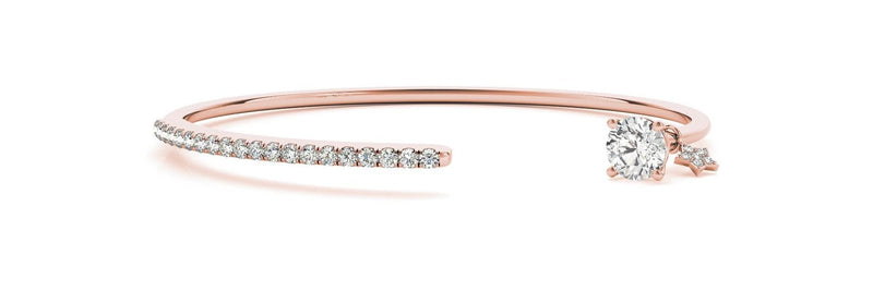 14K 1.8ct Natural Diamond Round Cut Bangle