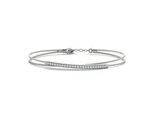 18K Solid Gold 0.15 CT Natural Diamond Dual-Wire Bangle