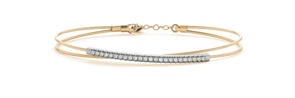 18K Solid Gold 0.15 CT Lab Grown Diamond Dual-Wire Bangle - Side View | Riyanika Jewels