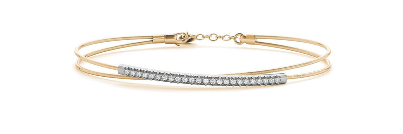 18K Solid Gold 0.15 CT Natural Diamond Dual-Wire Bangle - Side View | Riyanika Jewels