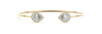 14K 1.75ct Natural Diamond Pear Cut Halo Bangle