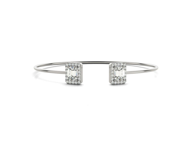 18K Solid Gold 2.33 CT Natural Diamond Bypass Cuff Bracelet - Close Up | Riyanika Jewels