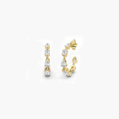 14k Solid Gold Pear & Oval Shape Natural Diamond Hoop Earring | Riyanika Jewels