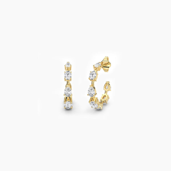 14k Solid Gold Pear & Oval Shape Natural Diamond Hoop Earring | Riyanika Jewels