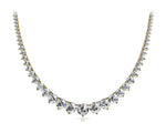 14K Solid Gold Natural Diamond Graduated Tennis Necklace