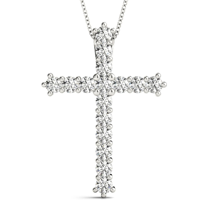 18K Solid Gold 16 Stone Lab Grown Diamond Cross Pendant - View 6 | Riyanika Jewels