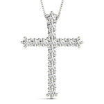 14K Solid Gold 16 Stone Lab Grown Diamond Cross Pendant