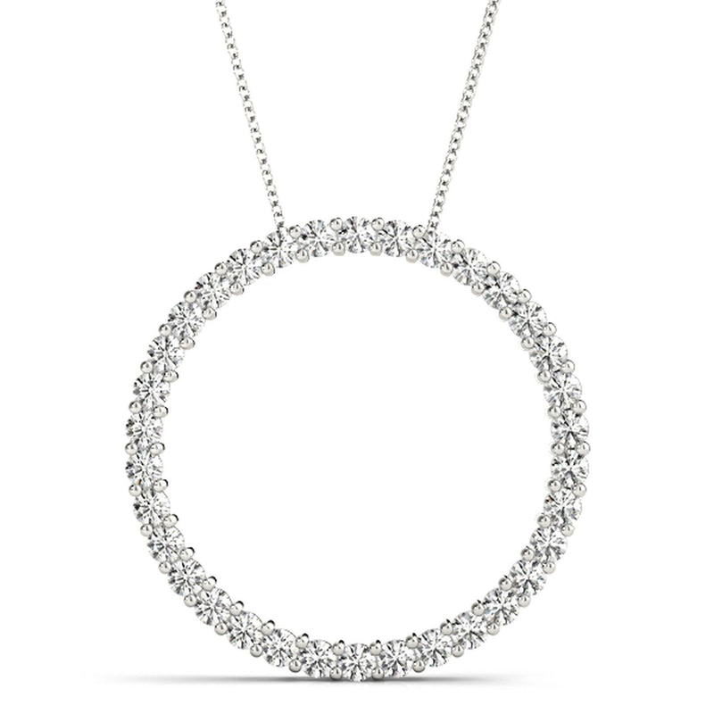 18K Solid Gold 1.00 CTW Lab Grown Diamond Circle Pendant Necklace - View 8 | Riyanika Jewels